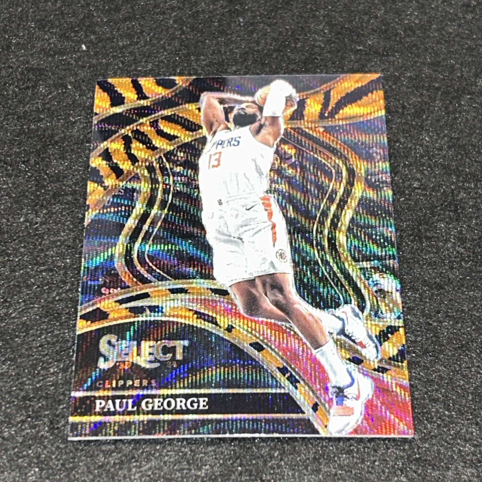 2023-24 Panini Select Courtside Paul George #214 Tiger Stripes Prizm Case Hit