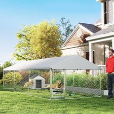Extra Large Outdoor Dog Kennel with Adjustable  Rotatable Bowl Rack