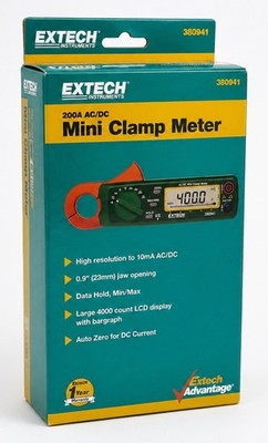 Extech 380941 200A AC/DC Mini Clamp Meter Brand New Sealed Fast Shipping