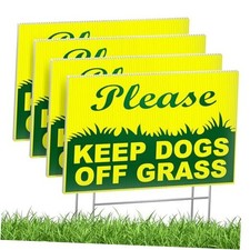 Keep Dogs Off Grass Signs for Yard, 4 Pack Please Curb Your Pet, No Pooping No
