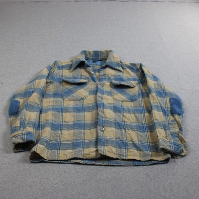 Vintage Pendleton Wool Loop Collar Shirt Men Medium Blue Plaid Heritage READ