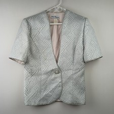 VTG Karen miller Woman size 10 Silver Metallic Silver Textured Evening Jacket