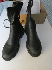 KG Kurt Geiger Black Leather Chunky Sole Platform Boots Side Zip Size 41 UK 7.5