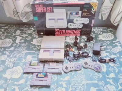 NTSC SNES SUPER NES NINTENDO SPIELEKONSOLE BOXED WITH UK POWER ADAPTER US USA 
