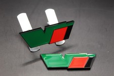Green Red Black Edges V VRS Front Grille & Rear Boot Badge SET  for Skoda