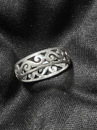 Sterling Silver Filigree Ring Scroll Wide Band Boho Statement Ring