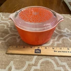 Vintage Pyrex Casserole Dish Red Celtic Floral #473 Round  1 Quart w/lid 1960’s