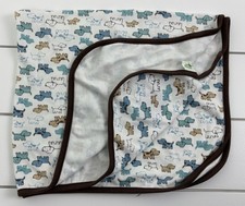 LITTLE ME Cotton Baby Blanket Lovey Puppy Dogs Blue Brown White