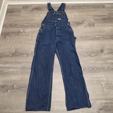 Vintage Big Smith Carpenter Denim Bib Overalls Blue Jean Workwear USA Made 30x29