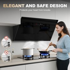 Hotte Aspirante 60cm A+++ 450m³/h Noir Inox Verre Tactile 3 Vitesses LED 0.5W