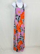 LOFT Floral Maxi Dress Size 4 Purple Orange Blue Boho Sleeveless Classic Women