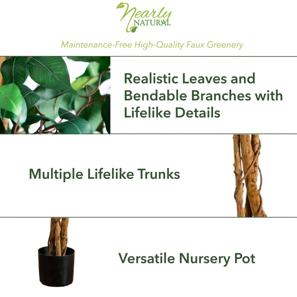 Árbol artificial de ficus casi natural de 3', 28,00 x 28,00 x 36,00 pulgadas Foto 3 de 4