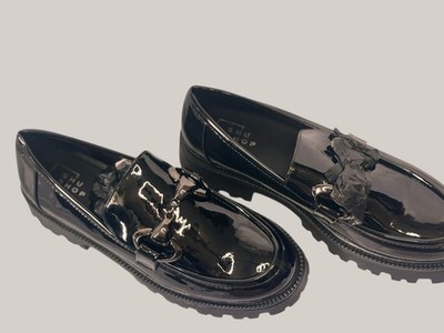SHU SHOP Tatiana Black Patent Lug Sole Loafers