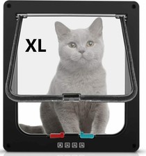 Pet Door Locking Small Medium Large Dog Cat Flap Magnetic White Frame 4 Way