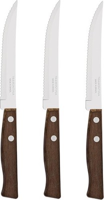 Steakmesser Set TRADICIONAL, 3 Stück mit edlen Naturholz-Griffen, rostfreier 