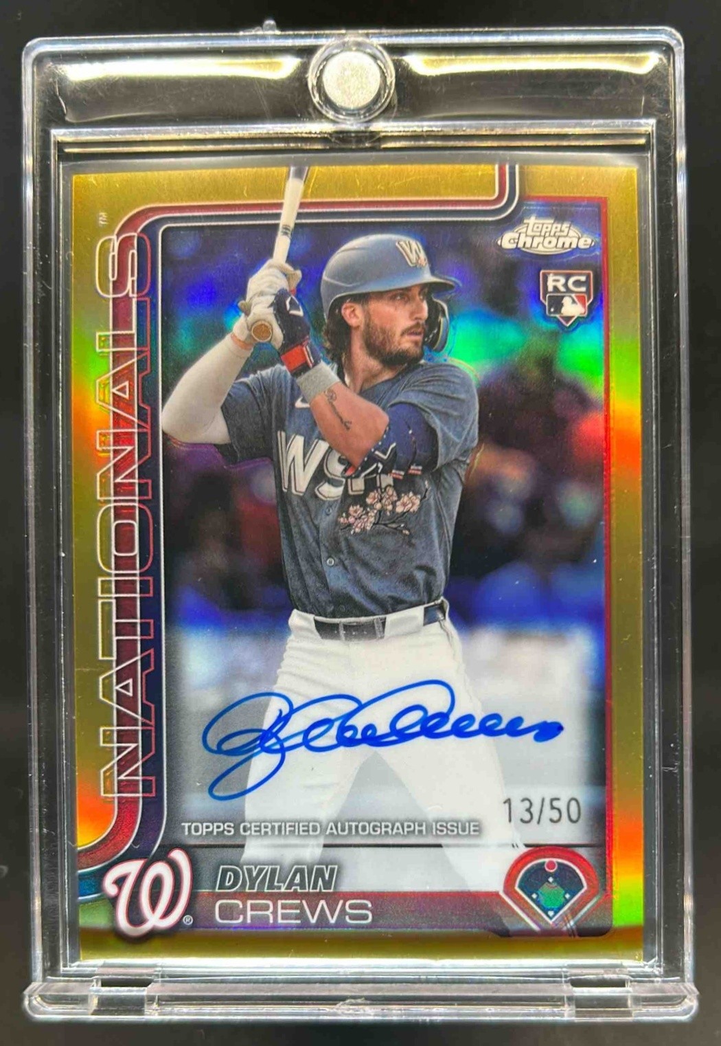 2025 Topps Chrome Dylan Crews Rookie Auto RC Gold Refractor #13/50 Nationals