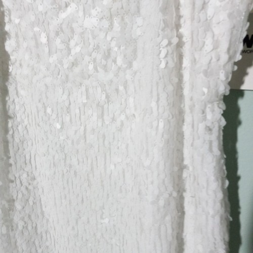 W by Worth Sequins Dress size 4, NEW! White Silk Trim Wedding Party Classic - Picture 4 of 14