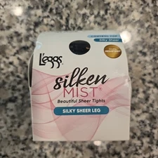 Leggs Silken Mist Silky Sheer Leg Control Top Sheer Toe Pantyhose 1 Pair Q Black