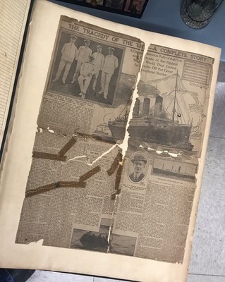 Antique Authentic 1912 Newspaper Page RMS Titanic Ship Tragedy Large Scrap Book
