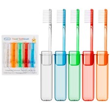 5 Pack Multi Color Folding Travel Toothbrushes Portable Oral Care Set