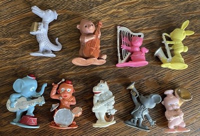 Vintage IDL Animal Band Figures Lot of 9 Musical Instruments 1950 s Hong Kong