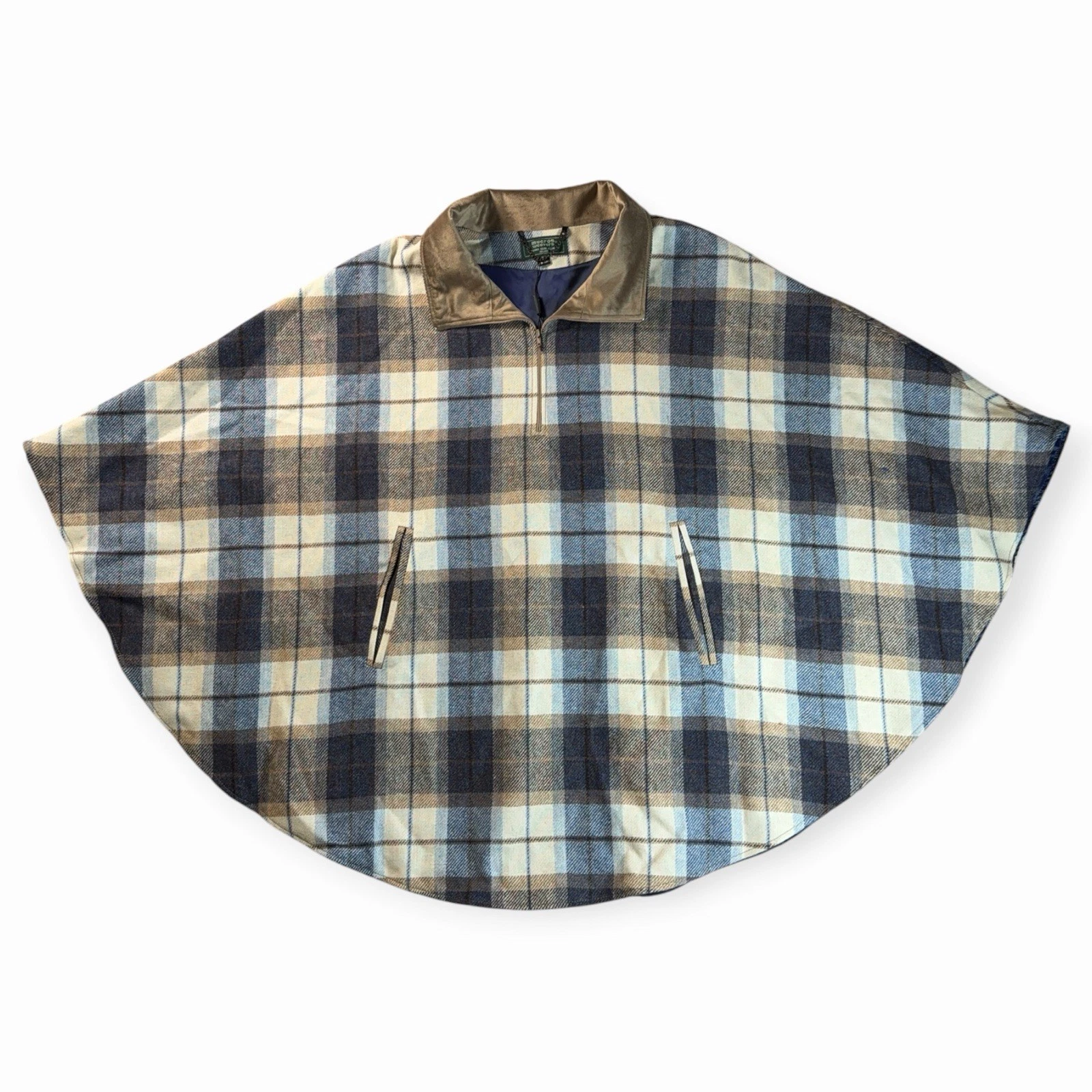 Mucros Weavers Cape Poncho Plaid One Size Women’s Wool Ireland Quarter Zip New