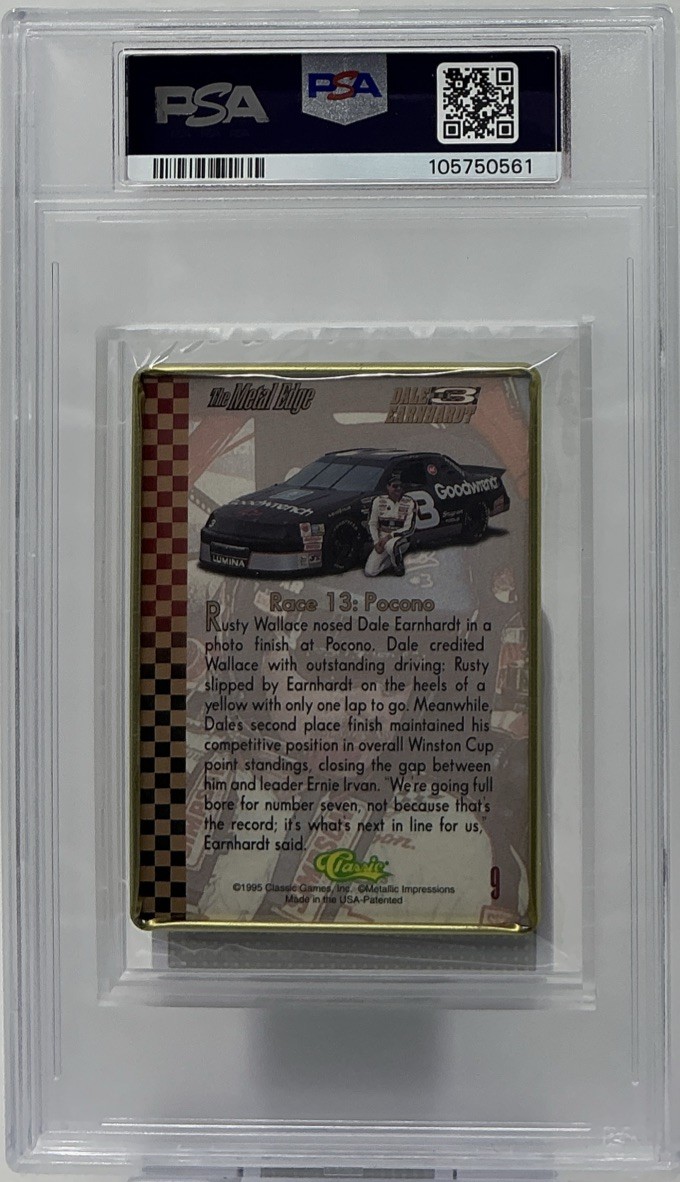 Dale Earnhardt PSA 9- 1995 Classic Metal Edge “Pocono” -Intimidator, Childress view 6