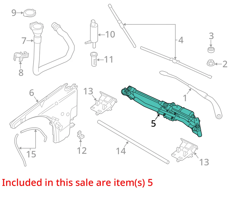 Wiper Transmission Fits 12-15 BMW X1 1967120 - Image 3 of 4
