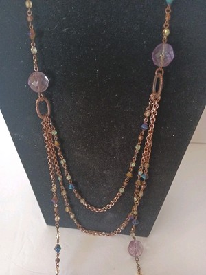 Beautiful Lia Sophia Three Strand Long 34''  Necklace 