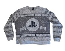 Play Station Striped Color Block Gray Crewneck Sweatshirt Sweater  Men Sz 2XL