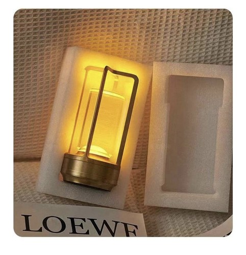 Lámpara de mesa portátil de metal para interior/exterior, lámpara LED inalámbrica recargable, - Imagen 6 de 7