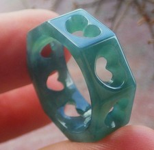 Video Certified Natural A JADE Jadeite Love Heart RING USA. 6.5    119491 TS