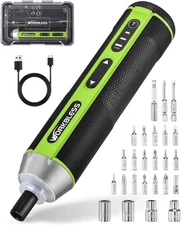 Electric Screwdriver Set, 3.7V Cordless Screwdriver with 3 Torque Settings, 300R