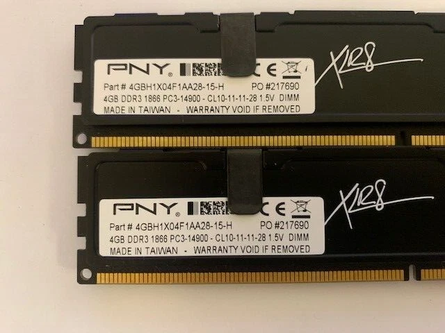 PNY 8GB (2X4GB) PC3-1866MHz DDR3-14900 1.5V 4GBH1X04F1AA28-15-H - Image 2 of 2