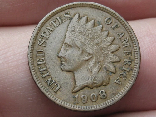 1908 Indian Head Cent Penny- Chocolate Brown, XF/AU Details, 2.5 Diamonds