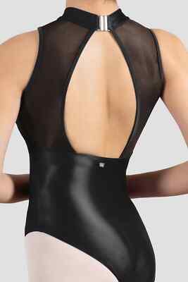 Mirella by Bloch Damen High Neck Turnanzug hinten offen M3118LM schwarz leuchtend