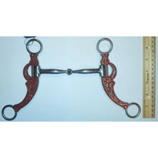 Abetta Snaffle w/Copper Inlay and Tooled Red Shanks