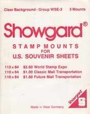 Showgard Stamp Mounts Set Lot Group WSE 1989 World Stamp Expo Sheets Clear