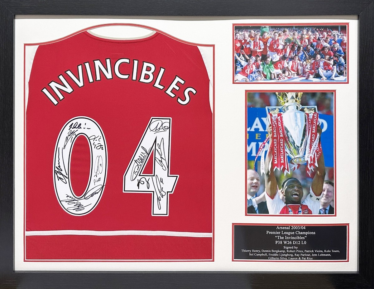 FRAMED RARE ARSENAL ORIGINAL 2003/04 SHIRT SIGNED BY 14