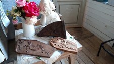 3 panneaux bois sculpté ancienne épreuve ébeniste deco shabby