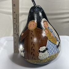 Unique Vintage Hand Painted Gourd Christmas Nativity Christian Decoration Jesus