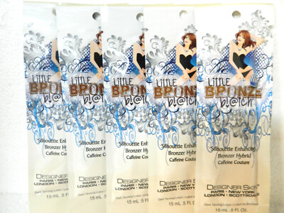 5 PACKS PACKETS LITTLE BRONZE B!@TCH BRONZER TANNING BED LOTION BY DESIGNER SKIN