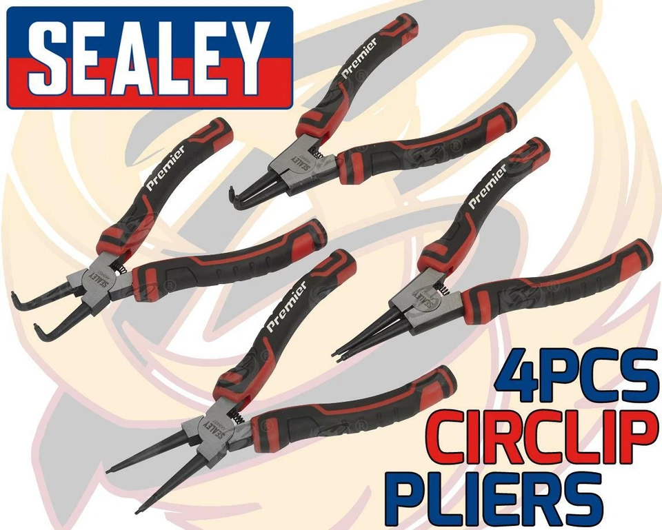 SEALEY 4 PC 7" Circlip Pliers Internal External Bent Nose Straight Tip Snap Ring - Image 3 of 4