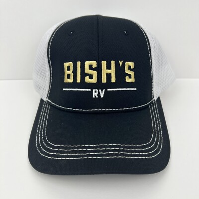 Bish s RV SnapBack Hat Cap Black & White Mesh Adjustable Hat