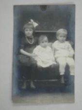 Vintage Real Photo Postcard Three Children USA Unposted