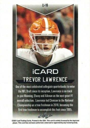 TREVOR LAWRENCE 100 Card Lot 2021 Leaf iCard XRC Shortprint Mint Rookie LI-16 - Picture 2 of 2