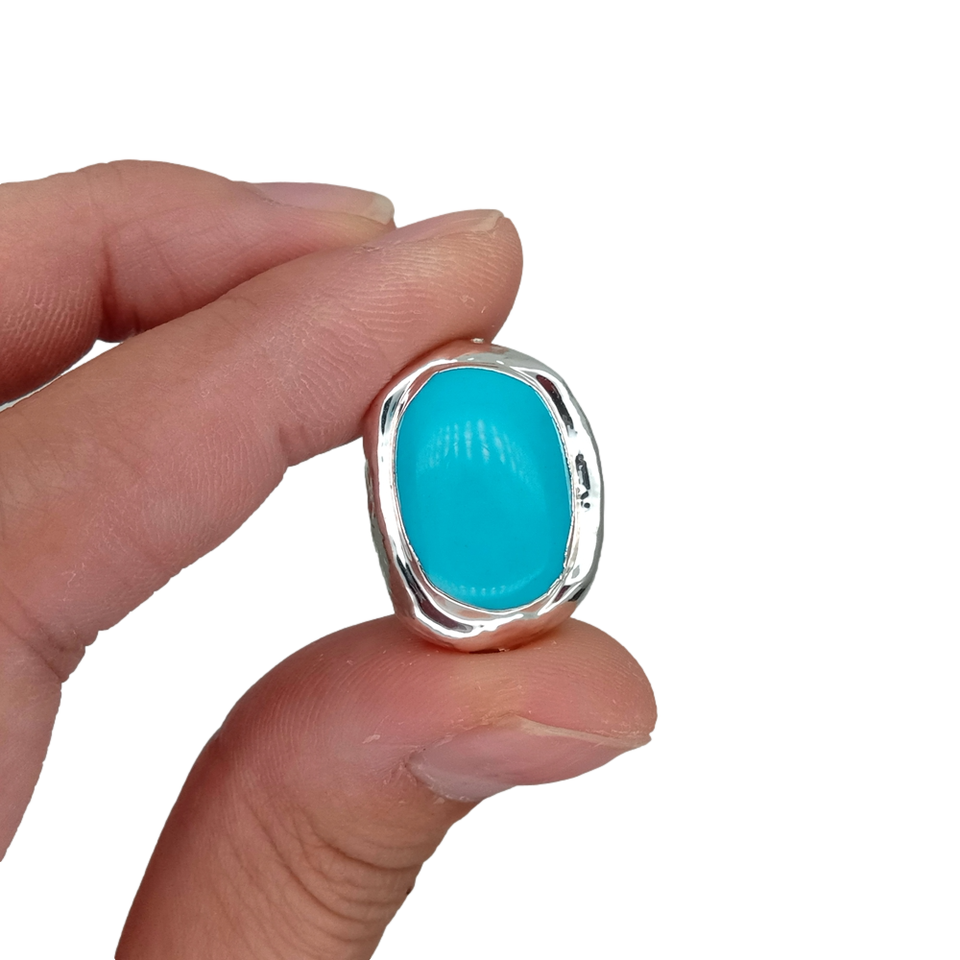 10 Pcs Blue Turquoise White Gold Plated Egg Beads For Bracelet Jewelry