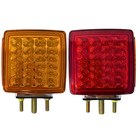 2pc Amber/Red 51 LED Double Face Stud Mount Pedestal Fender Stop Turn Tail Light - Foto 3