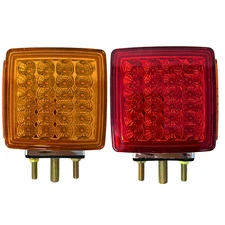2pc Amber/Red 51 LED Double Face Stud Mount Pedestal Fender Stop Turn Tail Light