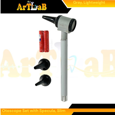 Lightweight Thin Handle Examination Otoscope Tool with Specula Tips, Gray (1 Ct)